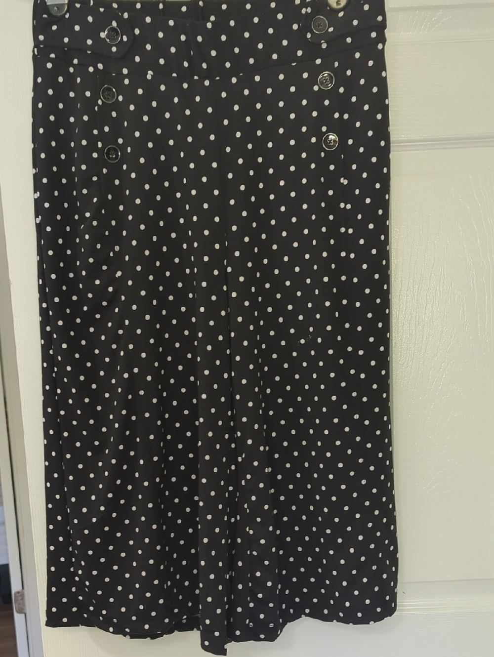 VTG Robert Louis Black Polka Dot Wide Flare Capri Pants Size 1x